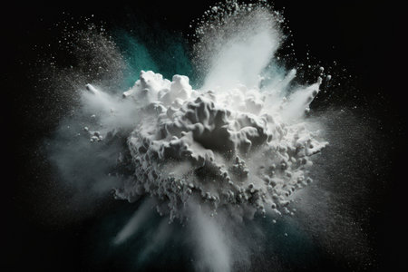 White powder explosion isolated on a dark background. background with abstract colorsの素材