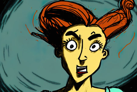 snapshot of a young woman extending her hair up closeの素材