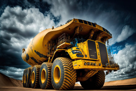 enormous yellow mining truckの素材