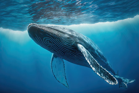 Playing humpback whale calfの素材