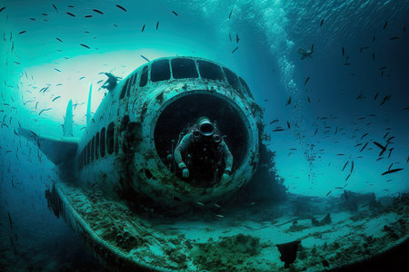 dive into a sunken aircraft, hunt for a crash underwater, and diversの素材