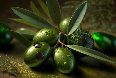 Olives that are green and tiny that are used to make olive oilの素材
