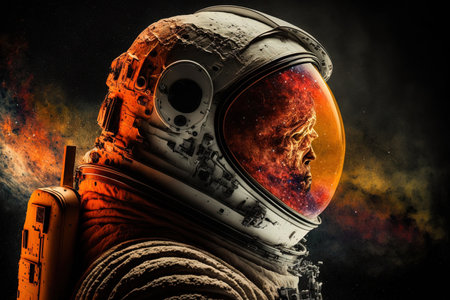 astronaut in spacesuit, side viewの素材