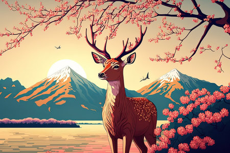 of a deer with a natural settingの素材