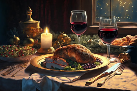 a lavish Christmas mealの素材