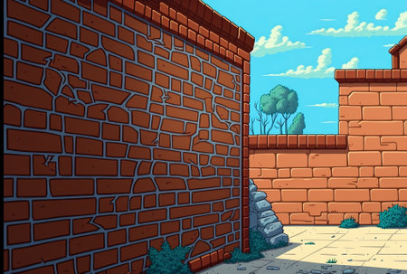 Historic brick wall as a backdropの素材