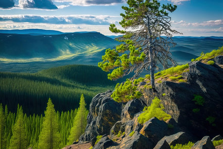 South Ural Mountains have a distinctive topography, flora, and variety of wildlifeの素材