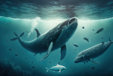 animal scene in the oceanの素材