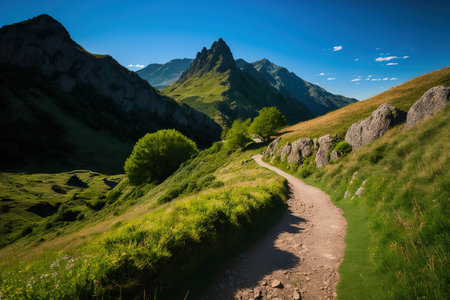 Path near the salto de tendenera in the ripera valley in the Pyreneesの素材