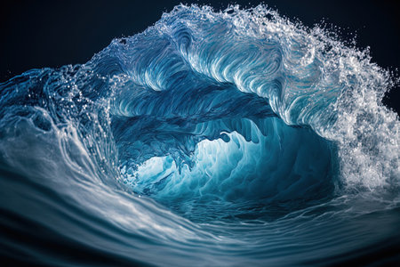 picture of waves in blue waterの素材