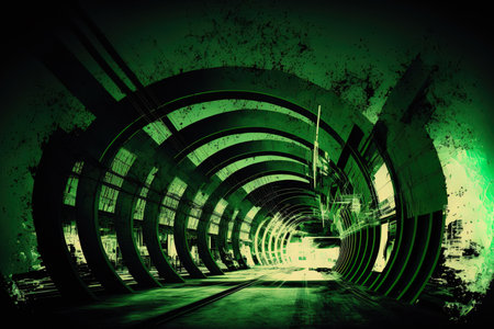 abstract green city tunnel constructionの素材