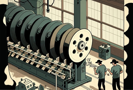 spinning manufacturing line at a textile millの素材