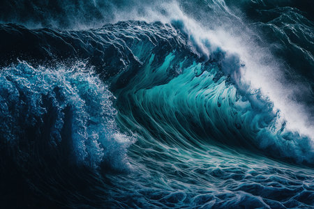 a picture of waves in blue waterの素材