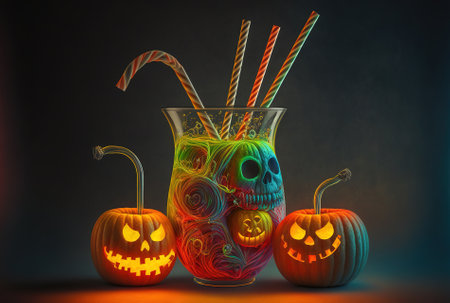 Halloween artwork with cocktail tubesの素材