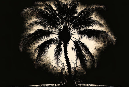 Silhouette of a palm treeの素材