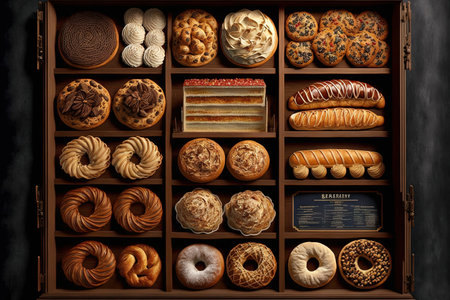 a vast assortment of freshly baked goods. broad formatの素材