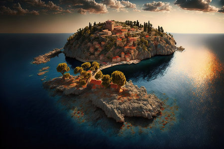 Island of Gokceada is situated in the Aegean Sea. The island is Turkish territoryの素材