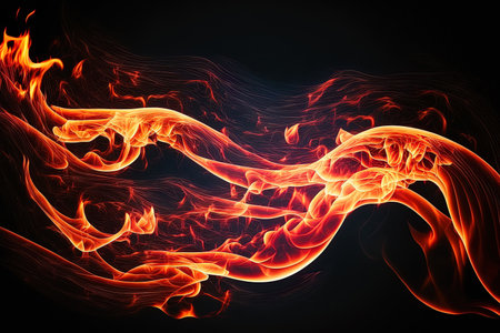 abstract blaze fire flame texture for banner background, 3 x 1 ratioの素材