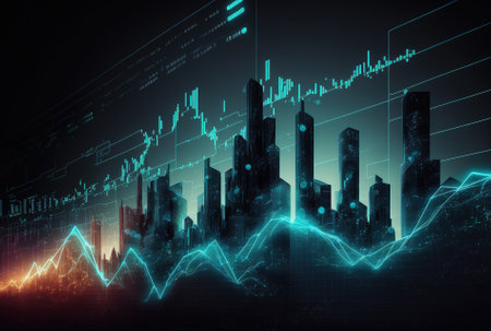 futuristic stock market or forex trading graphの素材
