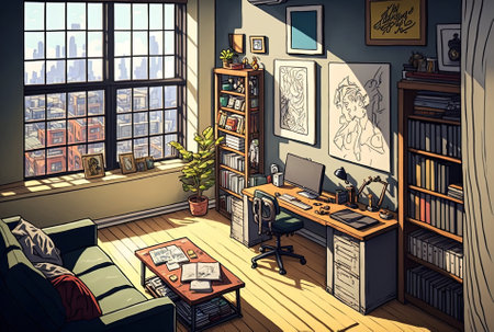 loft interior design for a home officeの素材