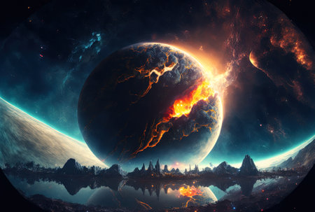 planet on the surface of the universeの素材