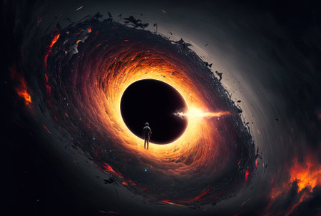 Individual seeing black hole from spacecraftの素材