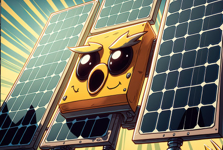 solar photovoltaic panels up closeの素材