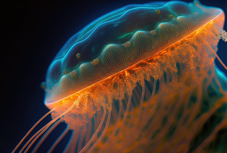 Macro of a stunning mastigias papua jellyfishの素材