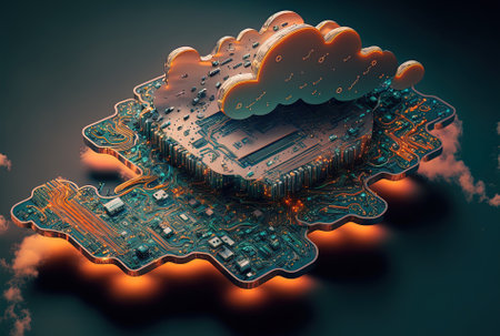 Technology for using clouds Concept for online storage using a circuit boardの素材