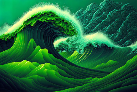 Waves of green in the backgroundの素材