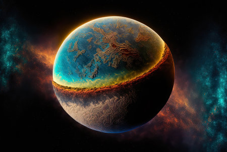 A digital image of a planet seen from spaceの素材