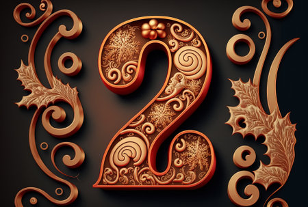 Background for Christmas with ornamental numerals cozy details from 2023の素材