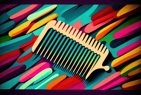 Background with a colorful comb painting textureの素材