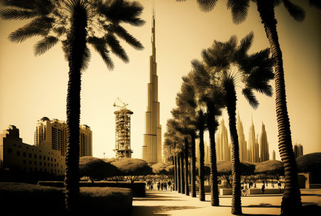 a view of Burj Park in Dubai, United Arab Emiratesの素材