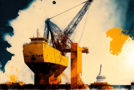 backdrop of a maritime crane in the abstractの素材