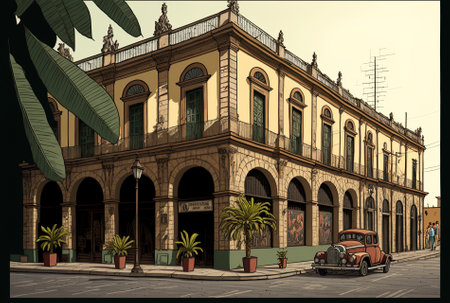 Colonial style old building in the heart of Guadalajara, Mexicoの素材
