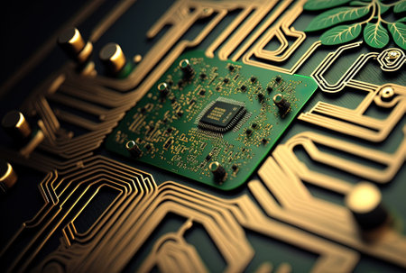 Circuit board in closeup with copy spaceの素材