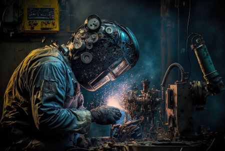 complicated robotic welding impersonation of workの素材