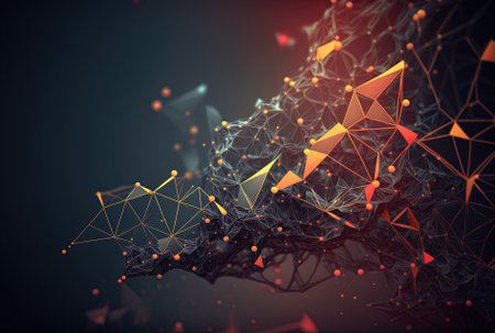 Background with low poly plexus and narrow depth of fieldの素材