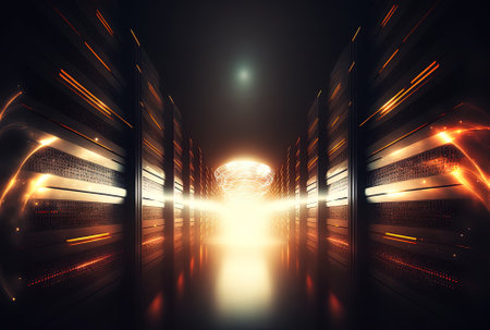 Concept of website hosting with lots of lightの素材