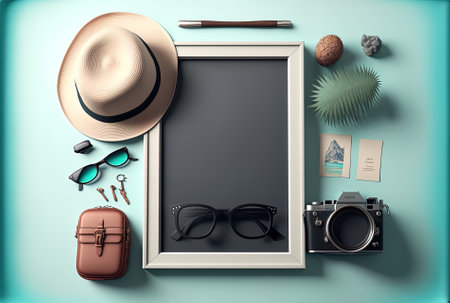 empty picture frame and travel accessoriesの素材