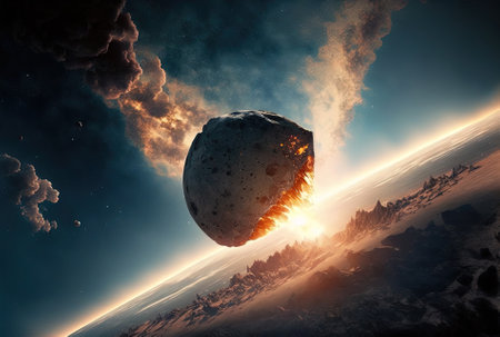 Earth is being approached by a meteoriteの素材