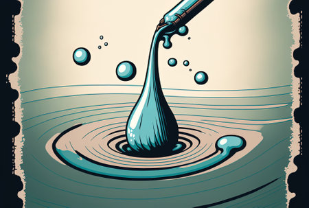 a pen drop moving across waterの素材