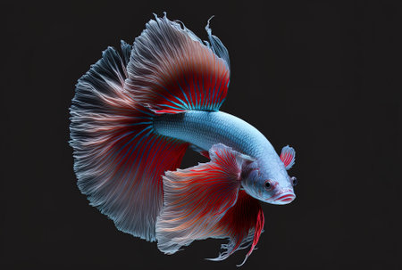 Fighting fish in betta against a dark backdrop.の素材