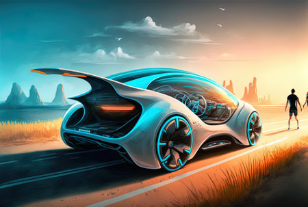 a researcher developing a revolutionary self driving automobile designの素材