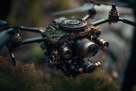 aerial drone in close upの素材