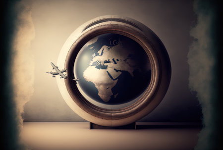 aircraft, globe, and empty frameの素材