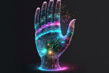 clever digital hand holographic AI technologyの素材