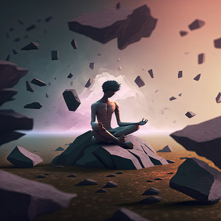 3d illustration of self-healing in meditationの素材