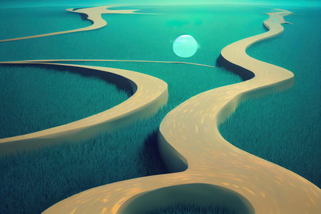 3d illustration of infinity road isolated. never ending 3d road floating. unusual 3d illustration.の素材